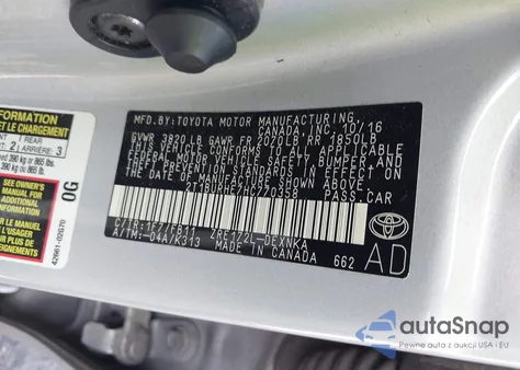2017 Toyota Corolla Le z USA, uszkodzony, nr VIN 2T1BURHE7HC770358